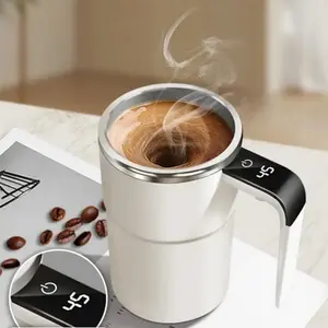 Automatic stirring coffee mug, stainless steel self-stirring coffee cup with lid, LED smart temperature display, stainless steel inner liner, small kitchen gadget, new home kitchen appliance (not for heating).
