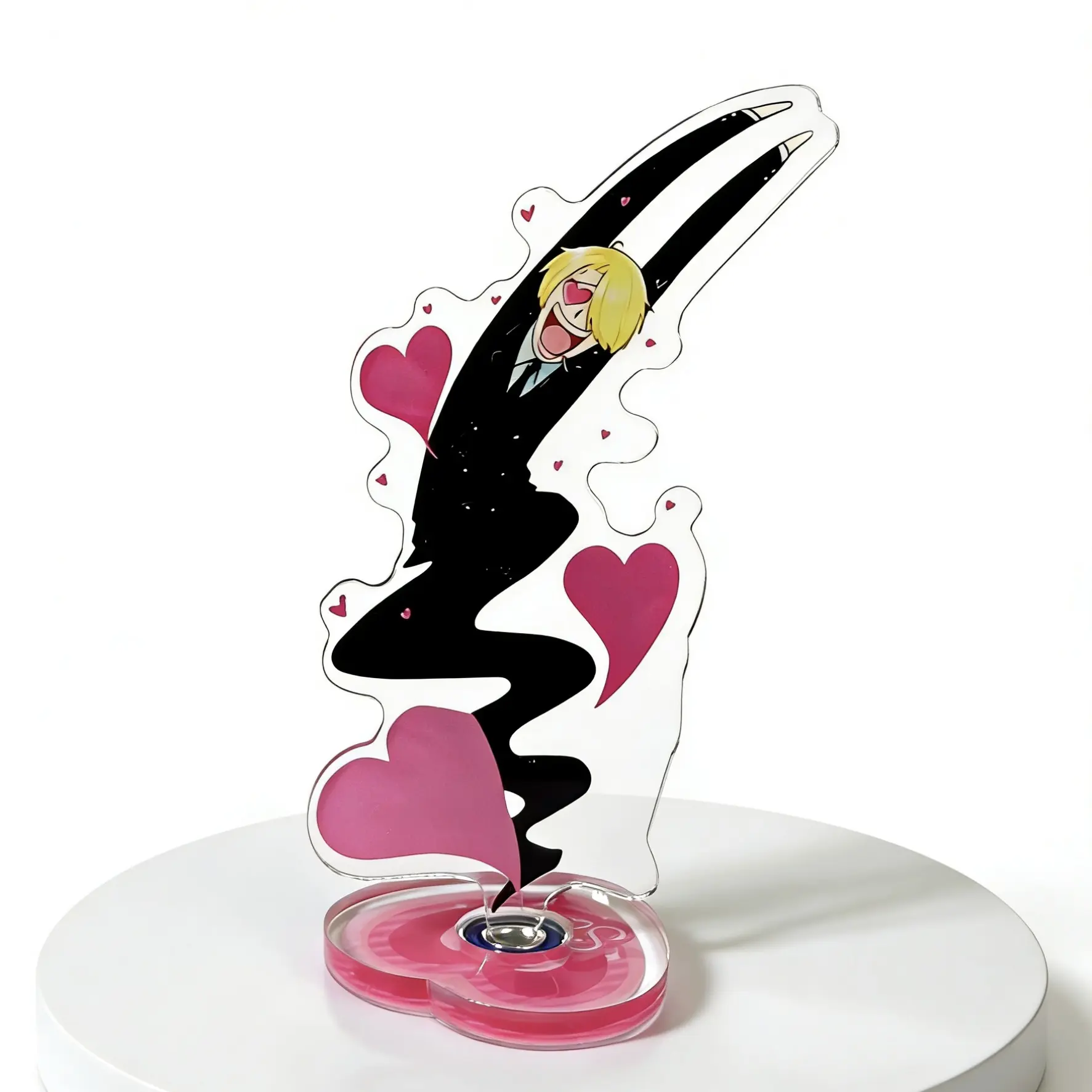 One Piece Sanji Rotating Acrylic Stand Figure, Funny Heart Eyes Design Anime Desktop Ornament, Cartoon Character Table Decor, Fans Collection Gift