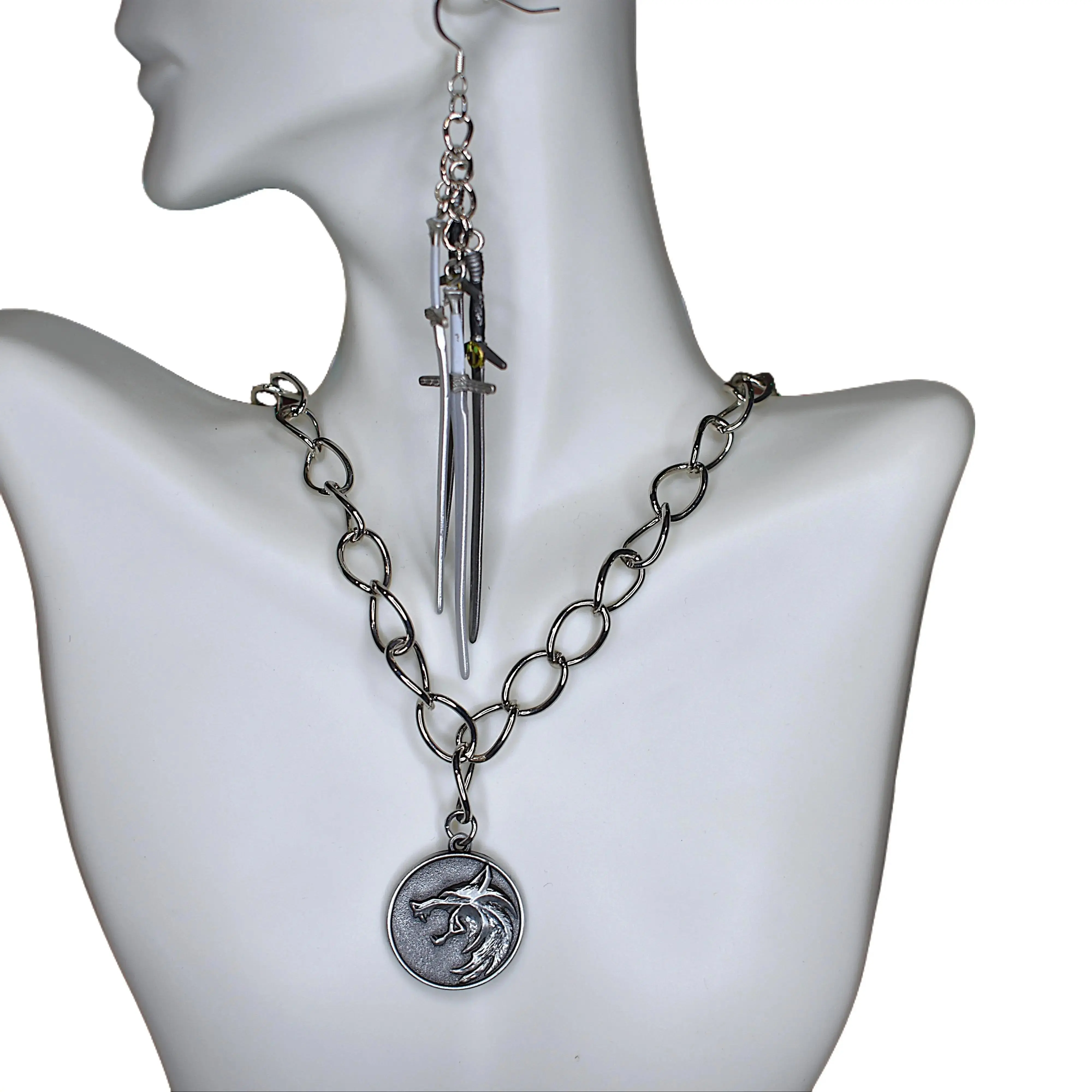 The Witcher Keychains Earrings and Jewelry Set for Fans Unisex Versatile Accessory Ideal for Everyday Use or Gift