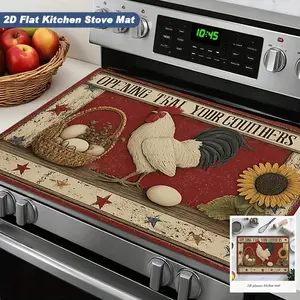 Country Style Kitchen Decorative Mat, Non-Slip Insulated Heat Resistant Oven Pad, Creative Rooster Pattern, Essential Home Cooking Accessory