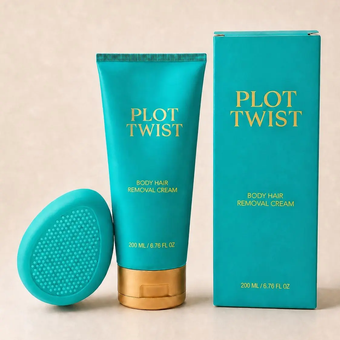 Plot Twist Body Hair Removal Cream with Silicone Pebble Remover, 200 mL / 6.76 fl oz