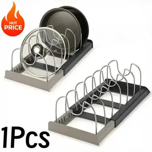 Expandable Pots and Pans Storage Rack for Cabinets Pot and Lid Holder with 6 Adjustable Shelves Kitchen Organization Tools