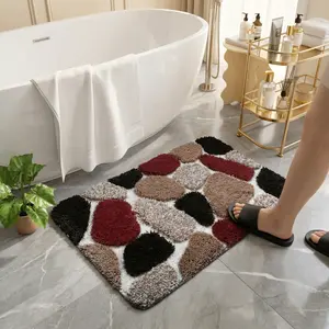 One piece of stone-patterned anti-slip plush material with high water absorption and quick drying properties. Suitable for bathrooms, bedrooms, kitchens and laundry rooms.Machine washable. Superfine fibers, bathroom carpet. door mat rug Non-Slip Bath soft