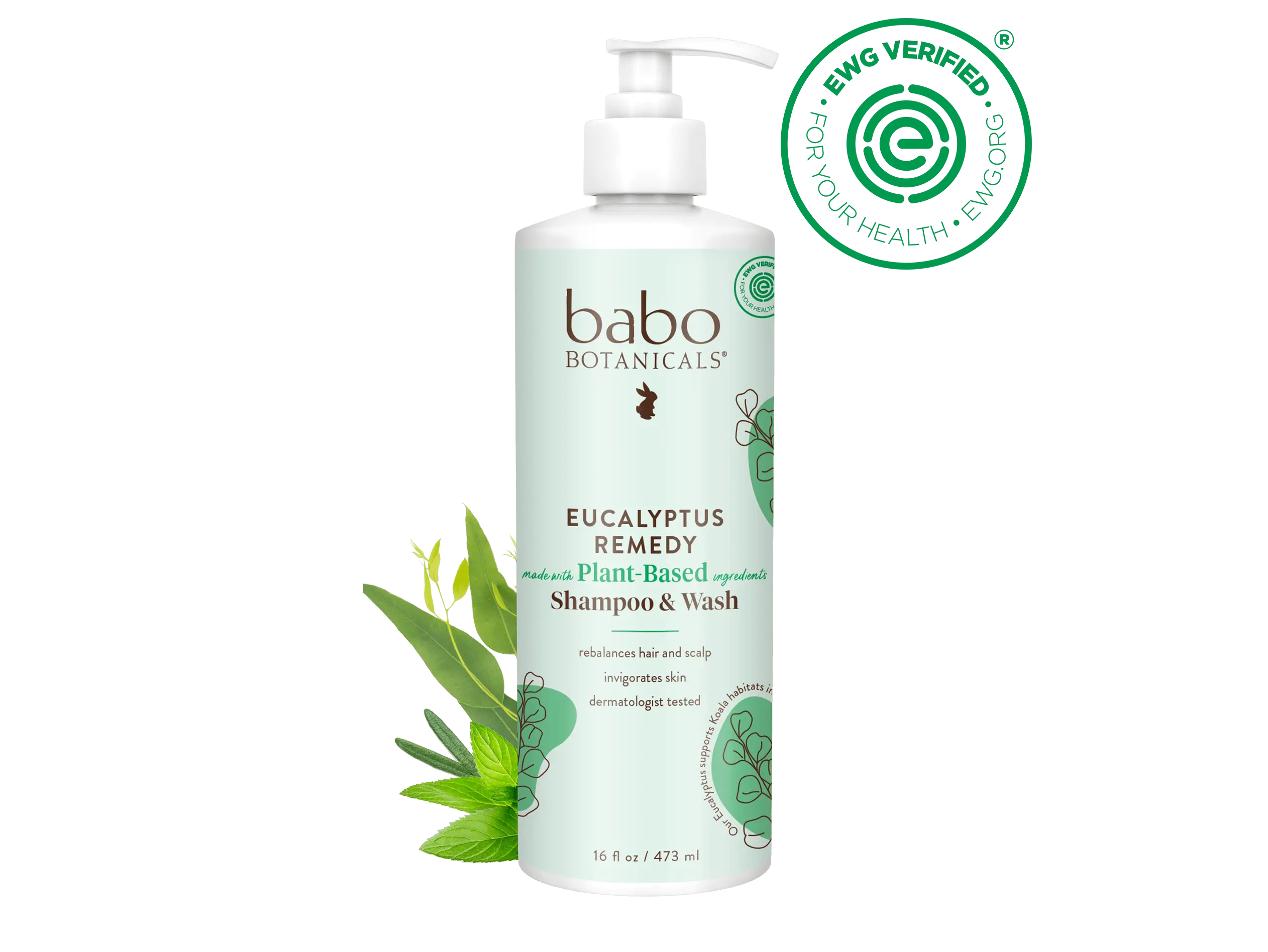 Babo Botanicals Eucalyptus Remedy Shampoo & Wash – Made with Plant-Based Ingredients – Rebalances Hair and Scalp – Invigorates Skin – Dermatologist Tested – 16 fl oz (473 ml)