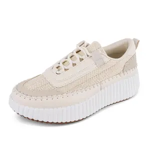 VIMISAOI Platform Sneaker for Womens Lace Up Round Toe Chunky Wedge High Heels Non Slip Walking Running Comfortable Casual Sneakers Fashion Athletic Sport Trendy Shoes for Womens