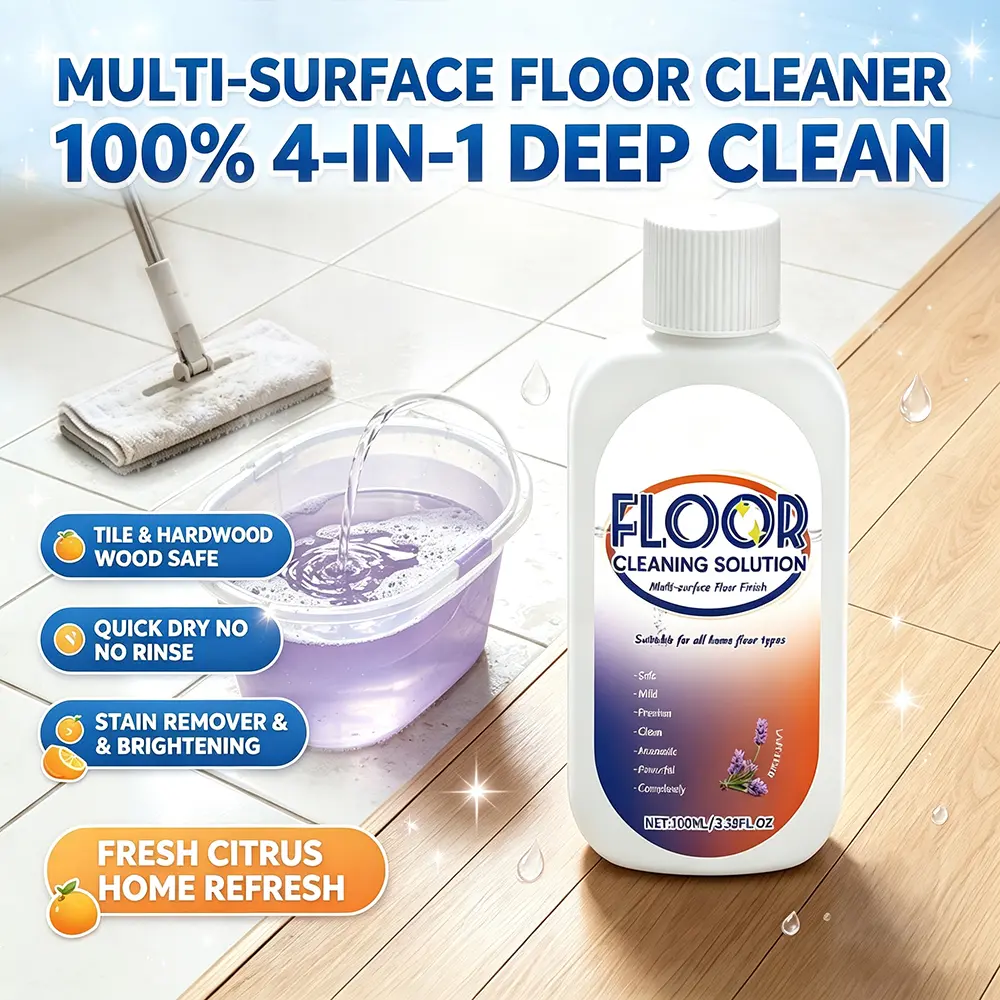 Multi-Surface Floor Cleaner for Tile & Hardwood, 4-in-1 Deep Clean, Descaling & Brightening, Quick Dry No Rinse, Fresh Citrus Scent, Pre-4th of July Home Refresh 2026, Summer Party Floor Care, Stain Remover, Gentle Daily Use