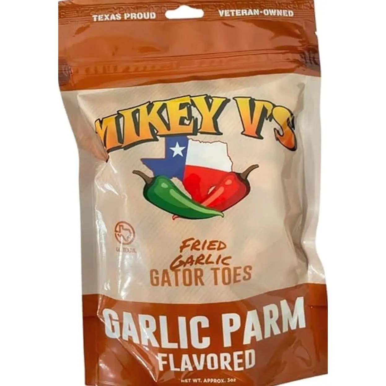 Mikey V’s Garlic Parmesan “Gator Toes” – Deep-Fried Garlic Snacks, Crunchy Cheesy Bites, 3.9 oz Bag