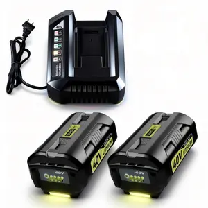 2 Pack 6.0Ah 40 Volt Replacement for Ryobi 40V Battery and OP401 Charger Kit Lithium OP4040 OP40401 OP4026 OP40261 OP4050 OP40601