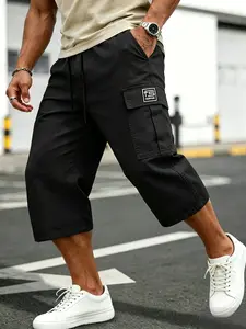 Men's Capri Cargo Shorts, Relaxed Fit Casual Streetwear, Multi-Pocket 3/4 Length Pants, Ideal for Daily Wear, Comfortable and Stylish