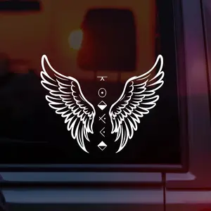 Sleep Token Euclid Vinyl Car Decal, Angel Wings with Sleep Token Runes Spelling “Euclid,” Dark Aesthetic Band Decal for Cars, Laptops & Water Bottles, Perfect for Worship Fans, Alt Girls, Metalheads & Alternative Music Lovers, Emotional Euclid Design