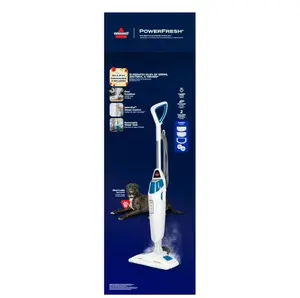 BISSELL PowerFresh Scrubbing and Sanitizing Steam Mop, Corded, for Sealed Hard Floors, Easy Scrubber, SmartSet Steam Control, Removeable Water Tank, 19405