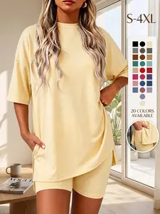 Casual 2 Piece Outfits for Women Comfy Short Sleeve Top and High Waist Shorts Matching Set Plus Size Friendly summervibes
