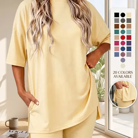 Casual 2 Piece Outfits for Women Comfy Short Sleeve Top and High Waist Shorts Matching Set Plus Size Friendly summervibes