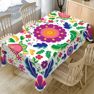 Mexican Traditional Pattern Tablecloth, Rectangular Tablecloth, Table Decoration Supplies for Home Kitchen Dining Room Wedding Party
