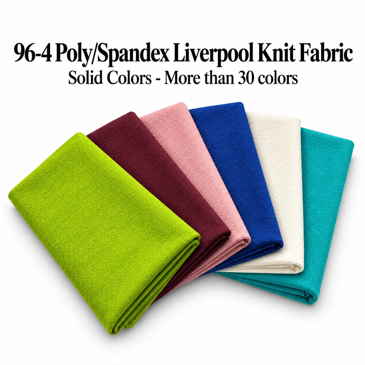 Liverpool Knitted Fabric by the Yard - 200GSM Poly-Spandex, Solid Colors, Textured 4-Way Stretch, Lightly Draped for Apparel Crafts, Modern Dresses, Skirts
