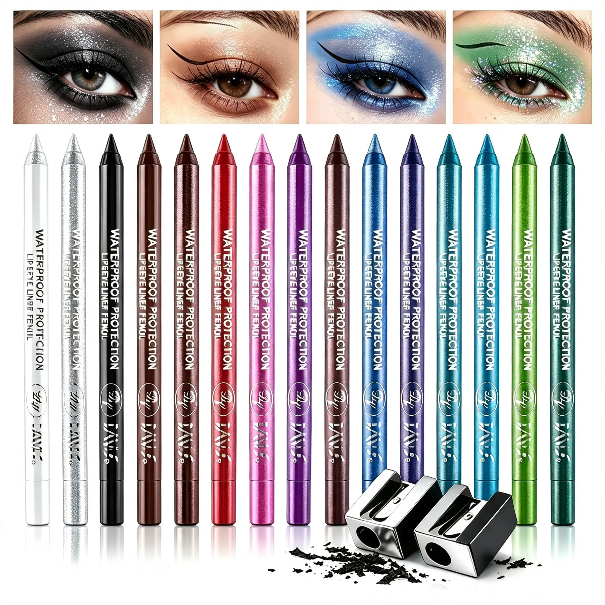 【SummerWins】15-Color Multi-Function Eyeliner Set - 4-in-1 Eye/Lip/Highlighter, Pearl & Matte Finishes, Smooth Blend