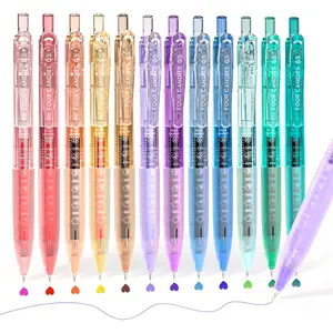 Four Candies 12Pack 0.5mm Quick Dry Retractable Gel Pen Set, Cute Transparent Fine Point Multicolor Note Taking Aesthetic lnk Pens,Comfort Grip 12 Ink Colored Pens Writing Drawing Journaling,Design,Office Stationery & Supplies,Students Back to School Gift
