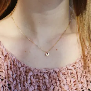 [READ NOTE] Tiny Disc Necklace | Hand-stamped Personalized Necklace