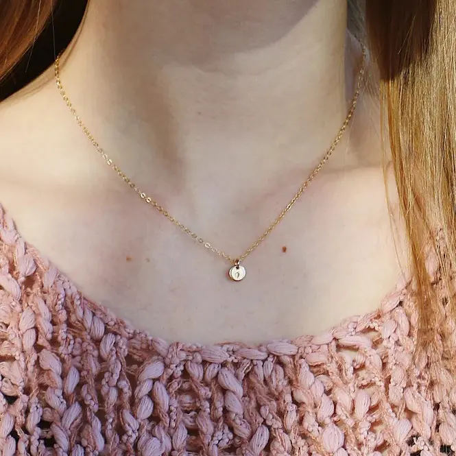 [READ NOTE] Tiny Disc Necklace | Hand-stamped Personalized Necklace