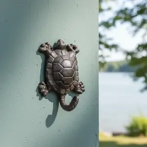 Turtle Wall Hook, Cast Iron Coastal for Keys, Towels or Leashes