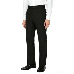Soojun Men’s Flat Front Dress Pants Classic Fit with Flexible Waist