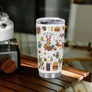 20oz Bob‘s Burgers Family Cartoon Insulated Tumbler with Handle and Lid, Double Wall Stainless Steel Leak Proof Travel Mug, Large Capacity Cup, TikTok Viral Bob's Burgers Style, Cute Cartoon Aesthetic, Coffee Water Bottle for Home Office Daily Use Gift