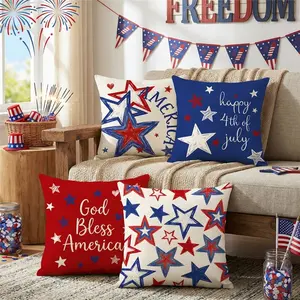 4 Piece Set American 250th Anniversary Velvet Pillow Covers Home Decor Independence Day Celebration Sofa Pillows No Insert Included