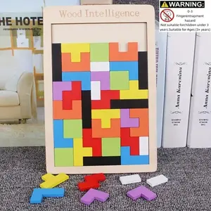 Party Toy - Colorful Wooden 3D Russian Block Game, Promotes Children Learning & Motor Skills Development, Suitable for Party Gatherings