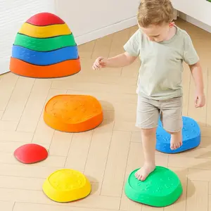 Children's balance disorder training stepping stones, indoor and outdoor sensory game equipment, helps develop coordination and stability, with anti-slip textured surface and rubber edges, Multifunction