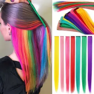 6-piece clip-in hair extensions - 24inch long straight synthetic hair extensions, bright green and gradient colors, heat-resistant and durable, suitable for women and parties, daily styling, women's hair extensions, multi-functional hair extensions