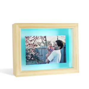 Friendship Lamp Picture Frame - 4x6 Glass Photo Holder - Perfect Holiday Gift for Long-Distance Relationships - Wooden Decor Light - Handmade in USA