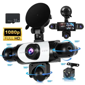 HIKITY 5 Channel 1080P Car Dash Cam with 32GB Memory Card, 3.16 Inch HD Screen, Plug-and-Play, Loop Recording, 24/7 Parking Mode, Front Rear Left Right Video Surveillance, Father's Gift Car DVR