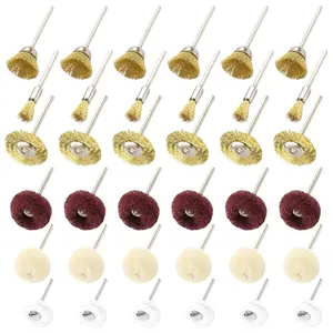 36Pcs Polishing Brush Set - 1/8" Shank Wire Wheel Brushes & Wool Felt Buffing Pads for Dremel Rotary Tool Accessories, Metal Jewelry Cleaning & Polishing
