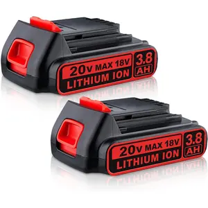 Upgraded 3.8Ah 20V LBXR20  Replacement for Black and Decker 20V  LBD2020S LBXR20 LBXR2020APB LBXR2020-OPE LBXR2015S LBXR2020 LB2X4020 LB2X4020-OPE High Capacity (2 Pack)