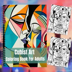 Adult Cubism Art Coloring Book, Dual Spiral Binding, 20 Pages (100g Paper), Non-Bleed, Perfect Relaxation Gift for Adults