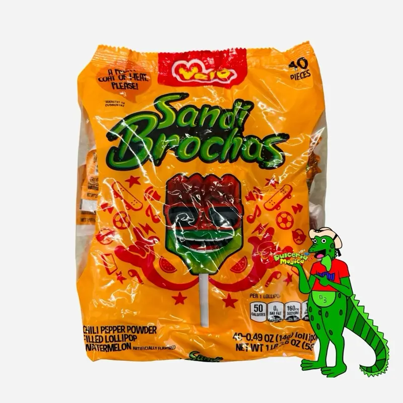 Vero Sandi Brochas - Chilli Pepper Powder Filled Watermelon Lollipop, 40 pieces