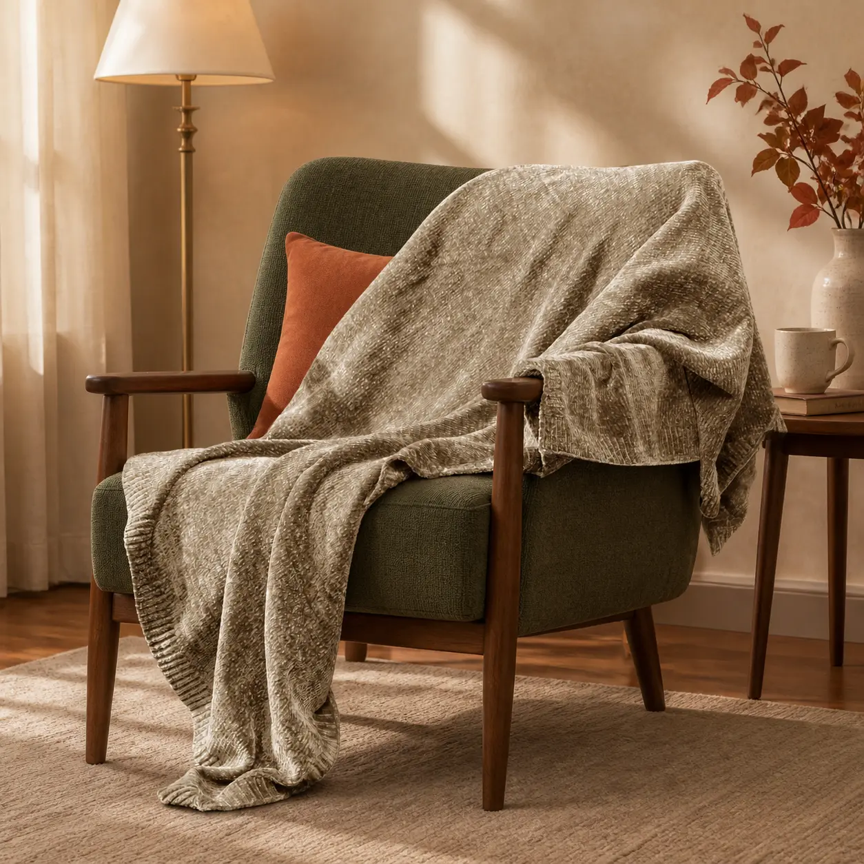 Blunique Chenille Throw Blanket - Gentle Soft, Lightweight, Soft Fluffy, Breathable Decorative Leisure Gift Blanket for Sofa, Bed, Gentle Soft Blanket