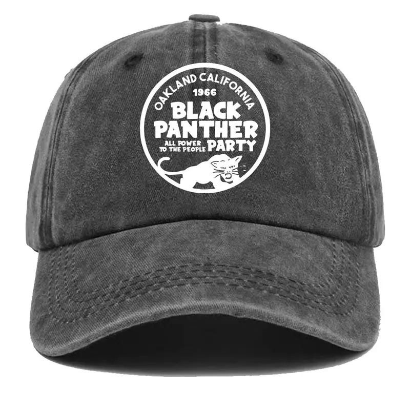 Caps The Black Panther Party Leader Free Huey Newton Caps Vintage 60s Politics Charcoal Gray Hat with Tiger Logo