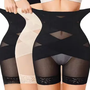 Women's High-Waisted Shapewear Shorts - Breathable Lace & Mesh, Tummy Control, Thigh Slimmer, Hip Lift, Body Contouring Shapewear for Women, Fitness Use
