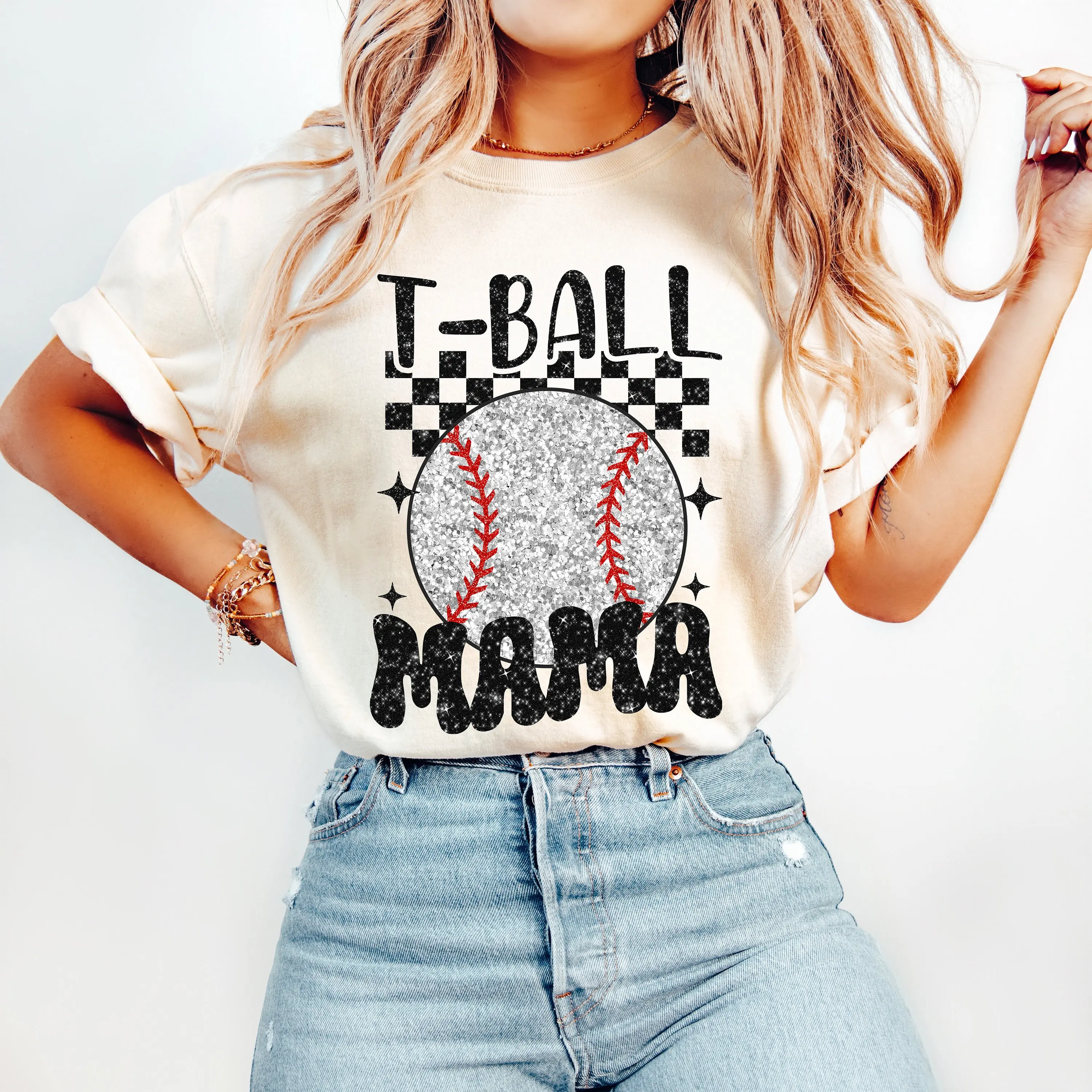 Retro T-Ball Mama Shirt, Baseball Mom Crewneck, Tee Ball Game Day Shirt, Sports Mom Sweater, Baseball Season Unisex Sweatshirt