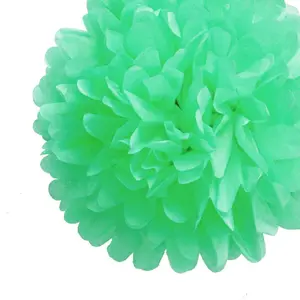 BLOWOUT EZ-Fluff 12" Cool Mint Green Tissue Paper Pom Poms Flowers Balls, Hanging Decorations (4 PACK)