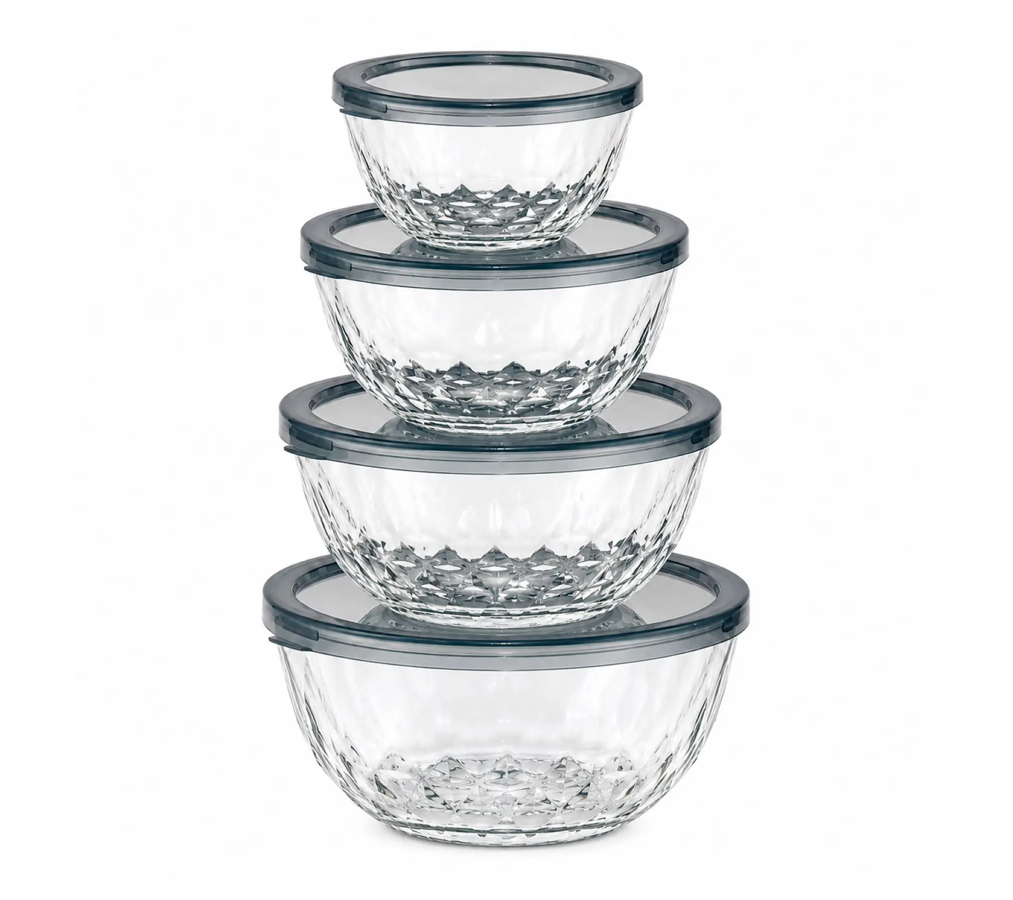 Sorbus 4Pc Glass Bowl Set w/ Plastic Lids