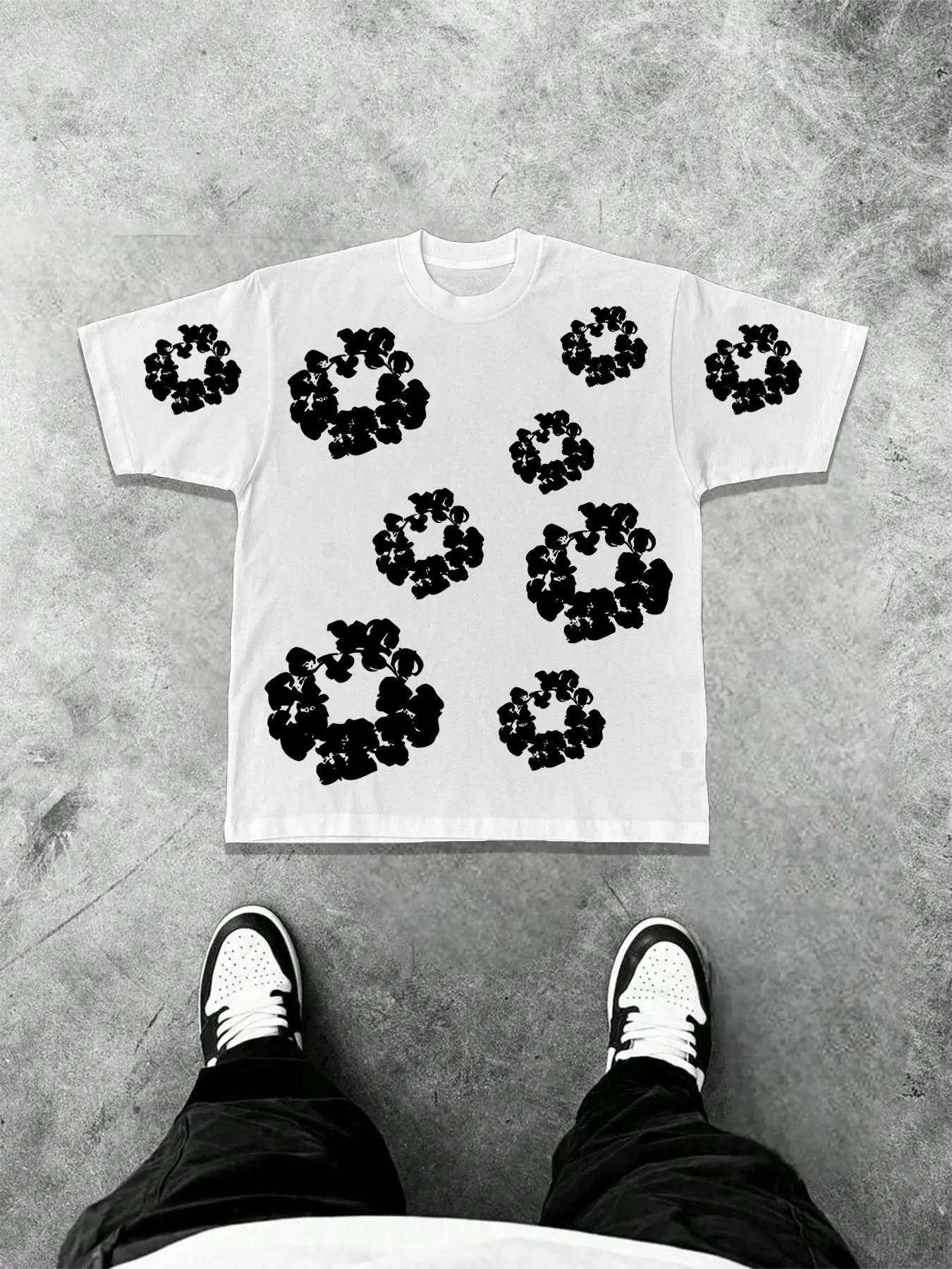Men's Floral Graphic Print Round Neck Tee, Loose Casual Fashion Short Sleeve T-shirt for Daily Wear, Men's Top for Summer, Menswear