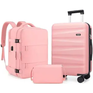 UKEIN Suitcase Set 3 Piece with Backpack,Polycarbonate Carry on Luggage Airline Approved with Spinner Wheels, Hardshell Travel Suitcase with TSA Lock Does not apply