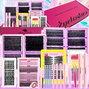 20-Piece False Eyelash Gift Set, Fluffy/dense/natural/color Options, Large Capacity, Includes Glue & Tools, DIY Lash Kit, Ideal for Beginners DIY, Party, travels, weddings and meeting various daily makeup needs.