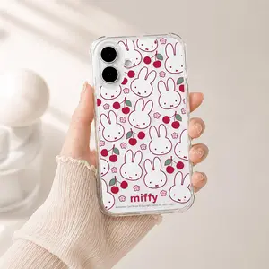 Cute Kawaii Miffy Cherry Magnetic Shockproof Clear Phone Case, Wireless MagSafe-Compatible Cellphone Shell, Slim Protective Accessories for iPhone 11-17 Series