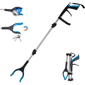 Tool 36" Foldable Pickup Tool with 360° Anti-Slip Rotating Jaw and Magnets, 4" Wide Claw Opening Trash Picker Tool for Seniors and Disabled