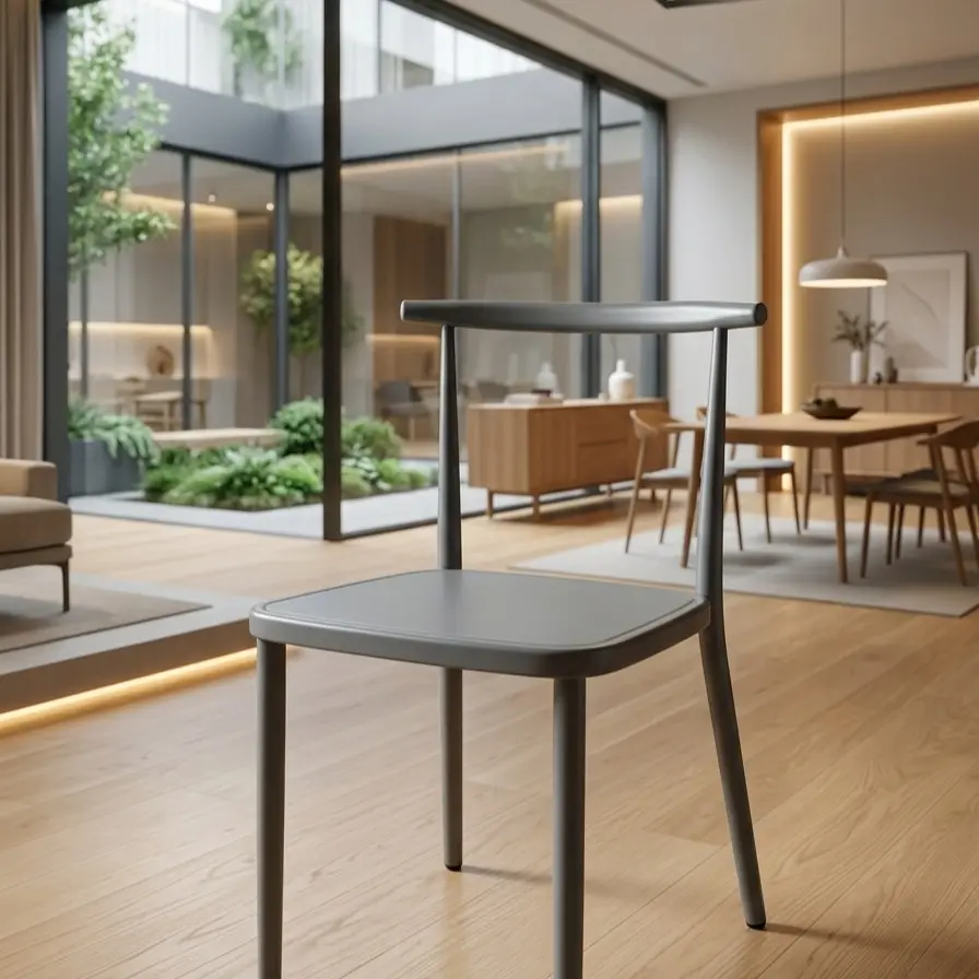 Armless Modern Dining Chair - Durable Plastic Seat, Metal Frame Contemporary Side Chair for Kitchen, Dining Room, Office