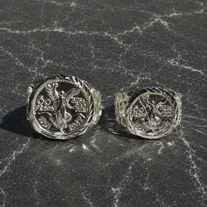 925 Sterling Silver 50 pesos Nugget Ring - Diamond Cut