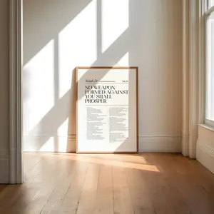 Isaiah 54 No weapon formed against you shall prosper Print, Bible Chapter Poster, Bible verse wall art, Christian decor, Prayer art